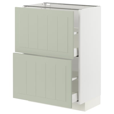 METOD / MAXIMERA Base cabinet with 2 drawers, white/Stensund light green, 60x37 cm