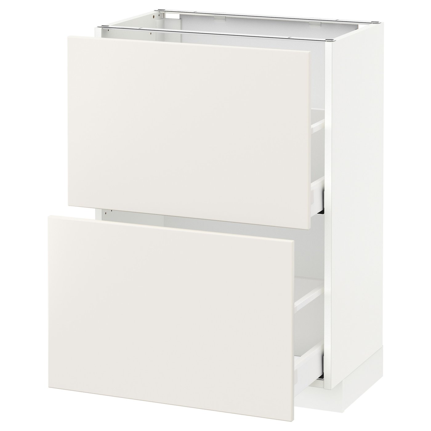 IKEA METOD Base cabinet with 2 drawers 60x37 cm MAXIMERA white/VEDDINGE white