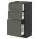 METOD / MAXIMERA Base cabinet with 3 drawers, black/Voxtorp dark grey, 40x37 cm