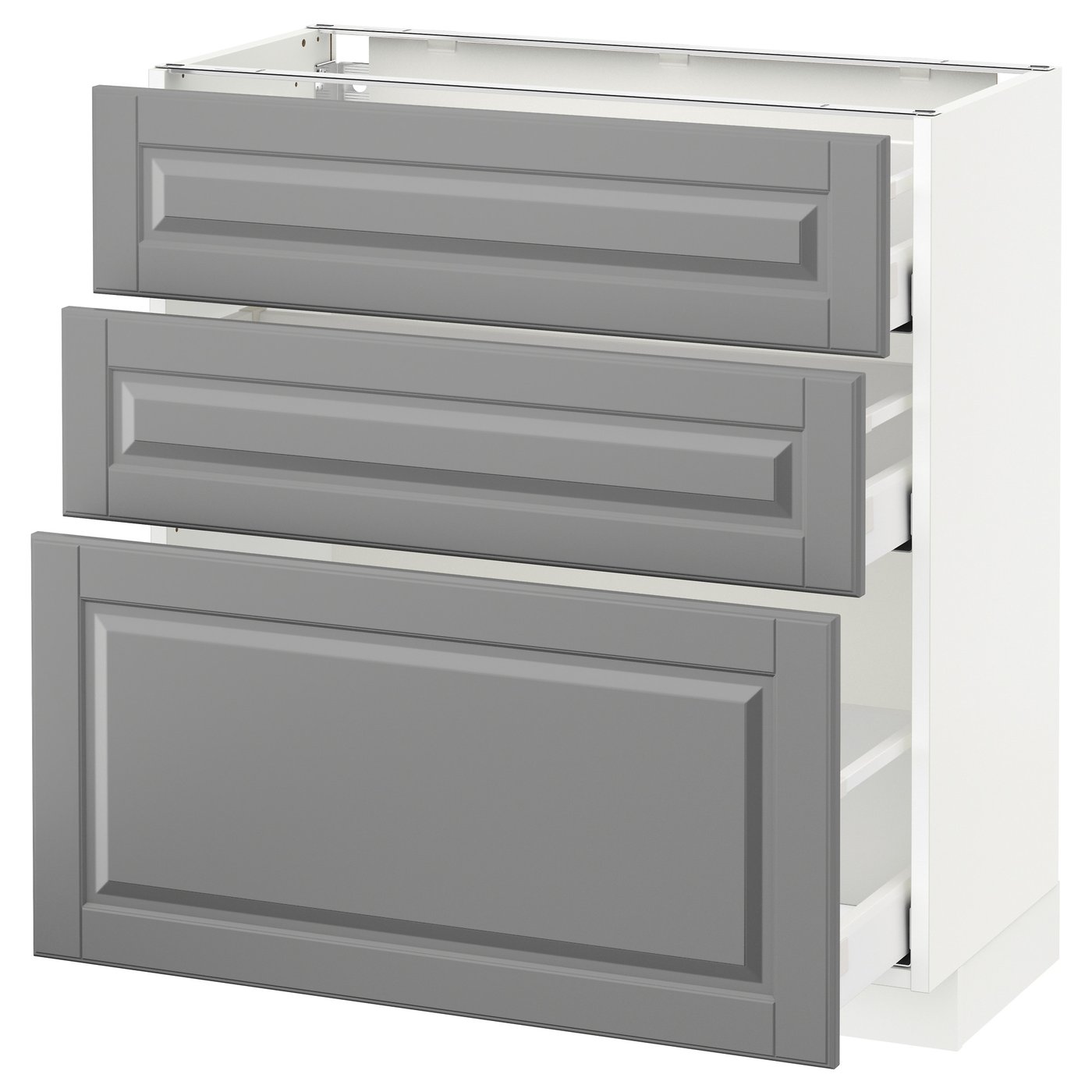 IKEA METOD Base cabinet with 3 drawers 80x37 cm MAXIMERA white/BODBYN grey