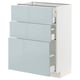 METOD / MAXIMERA Base cabinet with 3 drawers, white/Kallarp light grey-blue, 60x37 cm