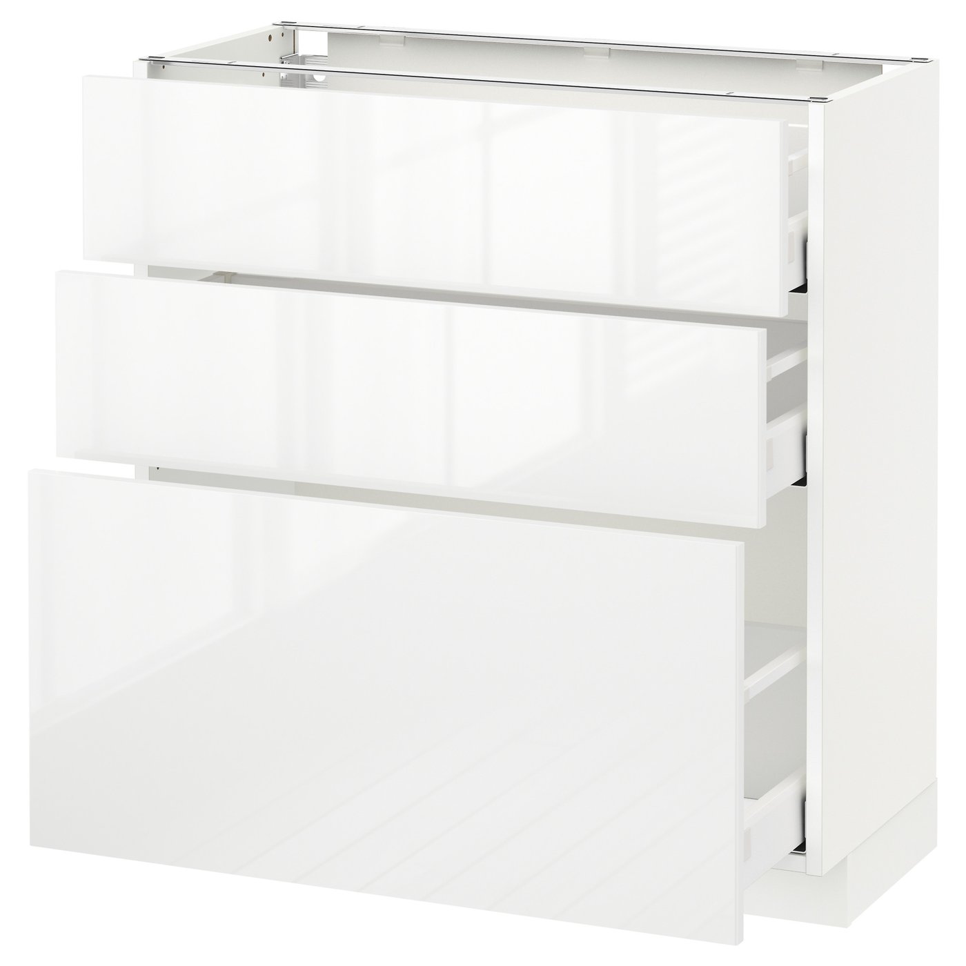 IKEA METOD Base cabinet with 3 drawers 80x37 cm MAXIMERA white/RINGHULT white