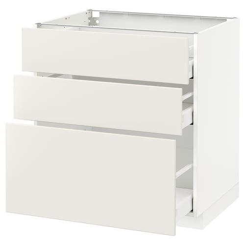 White METOD kitchen cabinet with smooth drawers and modern design.