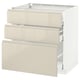 METOD / MAXIMERA Base cabinet with 3 drawers, white/Voxtorp high-gloss light beige, 80x60 cm