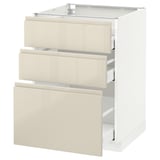 METOD / MAXIMERA Base cabinet with 3 drawers, white/Voxtorp high-gloss light beige, 60x60 cm