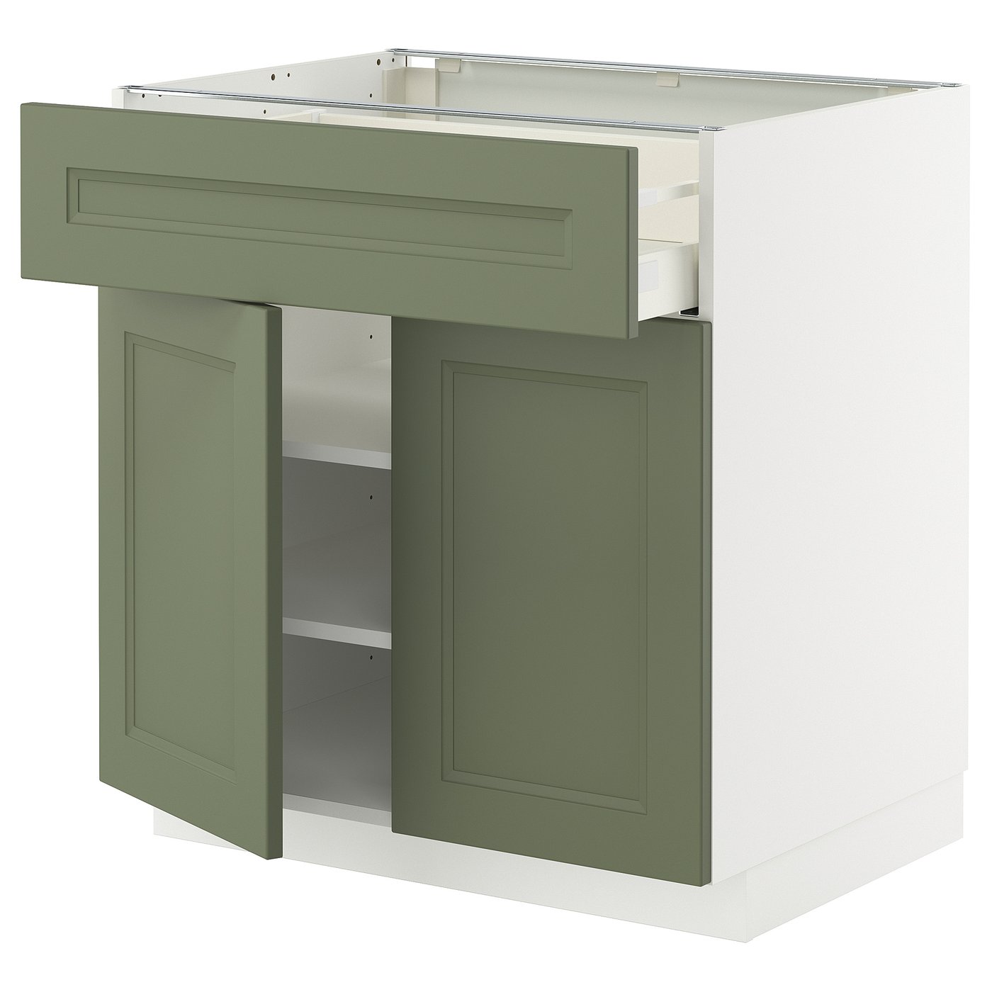 IKEA METOD Base cabinet with drawer and 2 doors 80x60 cm MAXIMERA white/AXSTAD grey-green