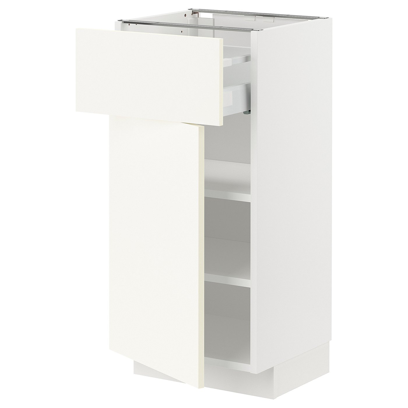 IKEA METOD Base cabinet with drawer and door 40x37 cm MAXIMERA white/VALLSTENA white