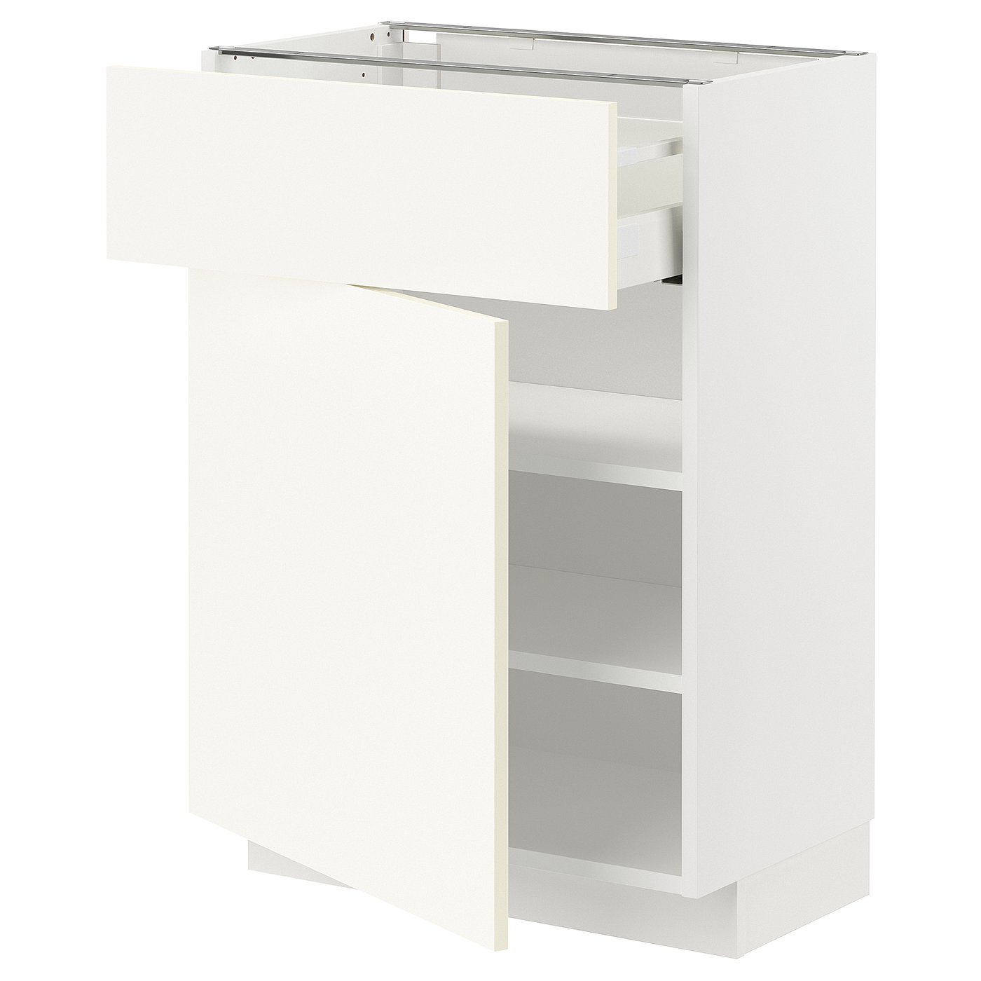 IKEA METOD Base cabinet with drawer and door 60x37 cm MAXIMERA white/VALLSTENA white