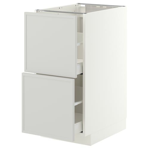 METOD / MAXIMERA Base cb 2 fronts/2 high drawers, white/Aspudden light grey, 40x60 cm