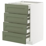 METOD / MAXIMERA Base cb 4 frnts/2 low/3 md drwrs, white/Axstad grey-green, 60x60 cm
