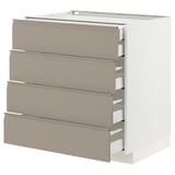 METOD / MAXIMERA Base cb 4 frnts/2 low/3 md drwrs, white/Upplöv matt dark beige, 80x60 cm
