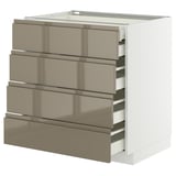 METOD / MAXIMERA Base cb 4 frnts/2 low/3 md drwrs, white/Voxtorp high-gloss dark grey-brown, 80x60 cm