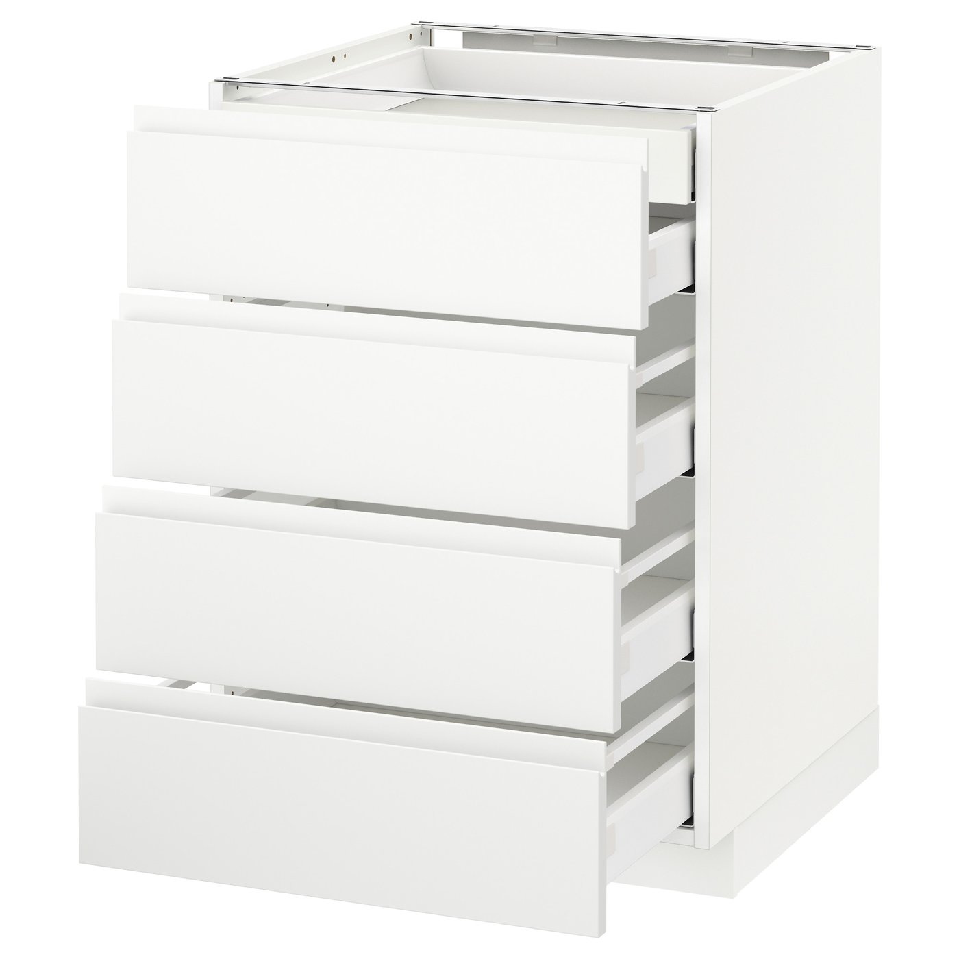 IKEA METOD Base cabinet with drawers 60x60 cm MAXIMERA white/VOXTORP matt white