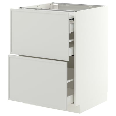 METOD / MAXIMERA Bc w pull-out work surface/3drw, white/Aspudden light grey, 60x60 cm