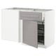 METOD / MAXIMERA Corner base cab w drawer and p-out, white/Bodbyn grey, 128x68 cm
