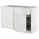 METOD / MAXIMERA Corner base cab w drawer and p-out, white/Ringhult light grey, 128x68 cm