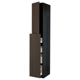 METOD / MAXIMERA Hc w p-o func 1dr/4drw, black/Sinarp brown, 40x60x240 cm