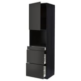 METOD / MAXIMERA Hi cab f micro combi w door/3 drwrs, black/Nickebo matt anthracite, 60x60x220 cm