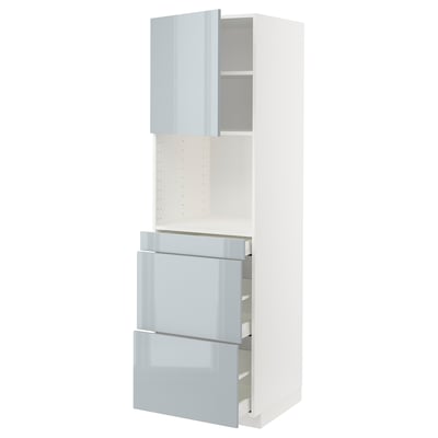 METOD / MAXIMERA Hi cab f micro combi w door/3 drwrs, white/Kallarp light grey-blue, 60x60x200 cm