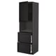 METOD / MAXIMERA Hi cab f micro w door/2 drawers, black/Lerhyttan black stained, 60x60x200 cm