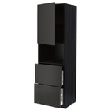 METOD / MAXIMERA Hi cab f micro w door/2 drawers, black/Nickebo matt anthracite, 60x60x200 cm