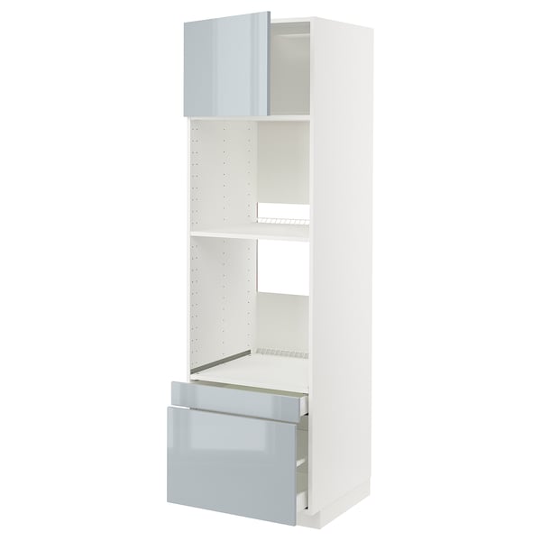 METOD / MAXIMERA Hi cab f ov/combi ov w dr/2 drwrs, white/Kallarp light grey-blue, 60x60x200 cm