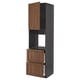 METOD / MAXIMERA Hi cab f ov w dr/2 frnts/2 hi drwrs, black Enköping/brown walnut effect, 60x60x220 cm