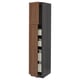 METOD / MAXIMERA Hi cab w 2 doors/4 drawers, black Enköping/brown walnut effect, 40x60x200 cm
