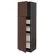 METOD / MAXIMERA Hi cab w 2 doors/4 drawers, black/Sinarp brown, 60x60x200 cm