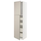 METOD / MAXIMERA Hi cab w 2 doors/4 drawers, white/Stensund beige, 60x60x220 cm