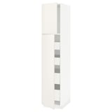 METOD / MAXIMERA Hi cab w 2 doors/4 drawers, white/Veddinge white, 40x60x200 cm