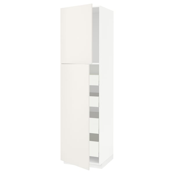 METOD / MAXIMERA Hi cab w 2 doors/4 drawers, white/Veddinge white, 60x60x220 cm
