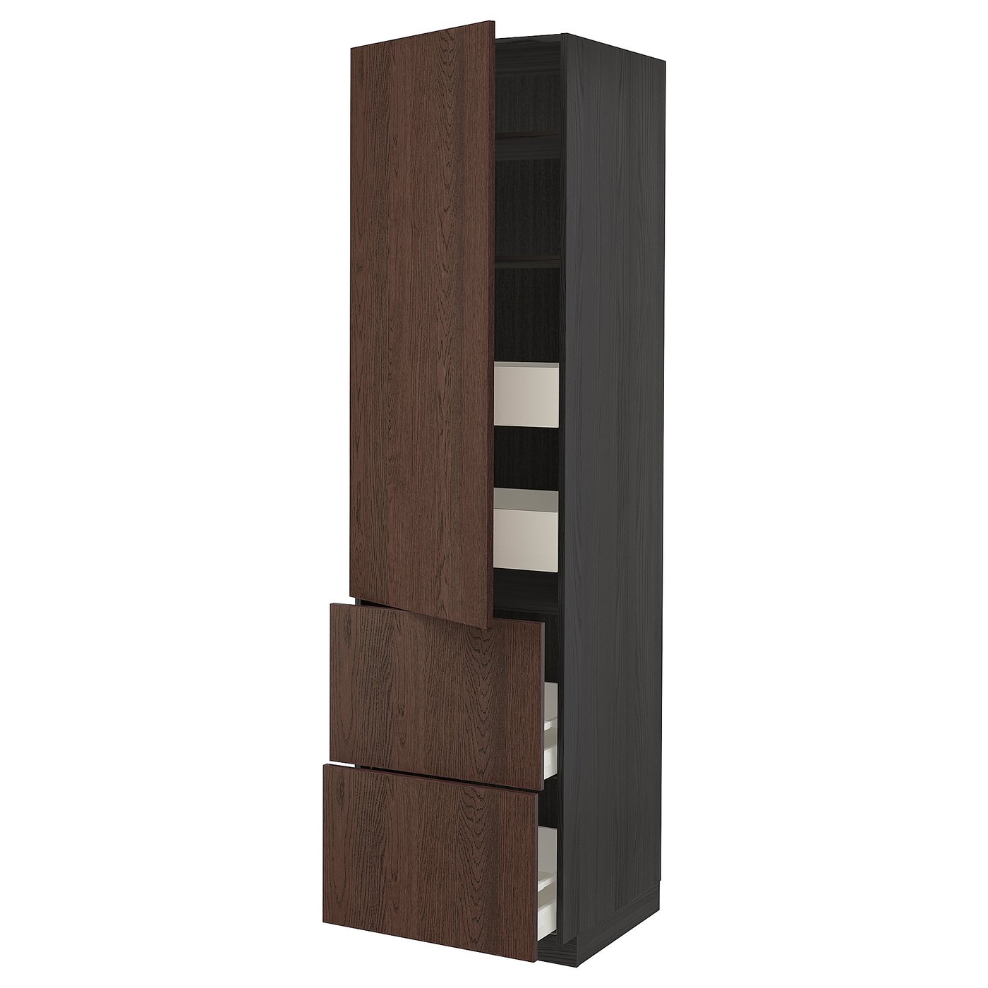 IKEA METOD High cabinet with drawers 60x60x220 cm MAXIMERA black/SINARP brown