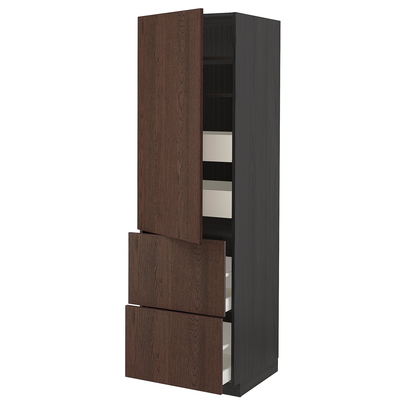 IKEA METOD High cabinet with drawers 60x60x200 cm MAXIMERA black/SINARP brown