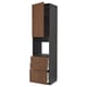 METOD / MAXIMERA High cab f oven w door/3 drawers, black Enköping/brown walnut effect, 60x60x240 cm