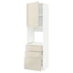 METOD / MAXIMERA High cab f oven w door/3 drawers, white/Voxtorp high-gloss light beige, 60x60x220 cm