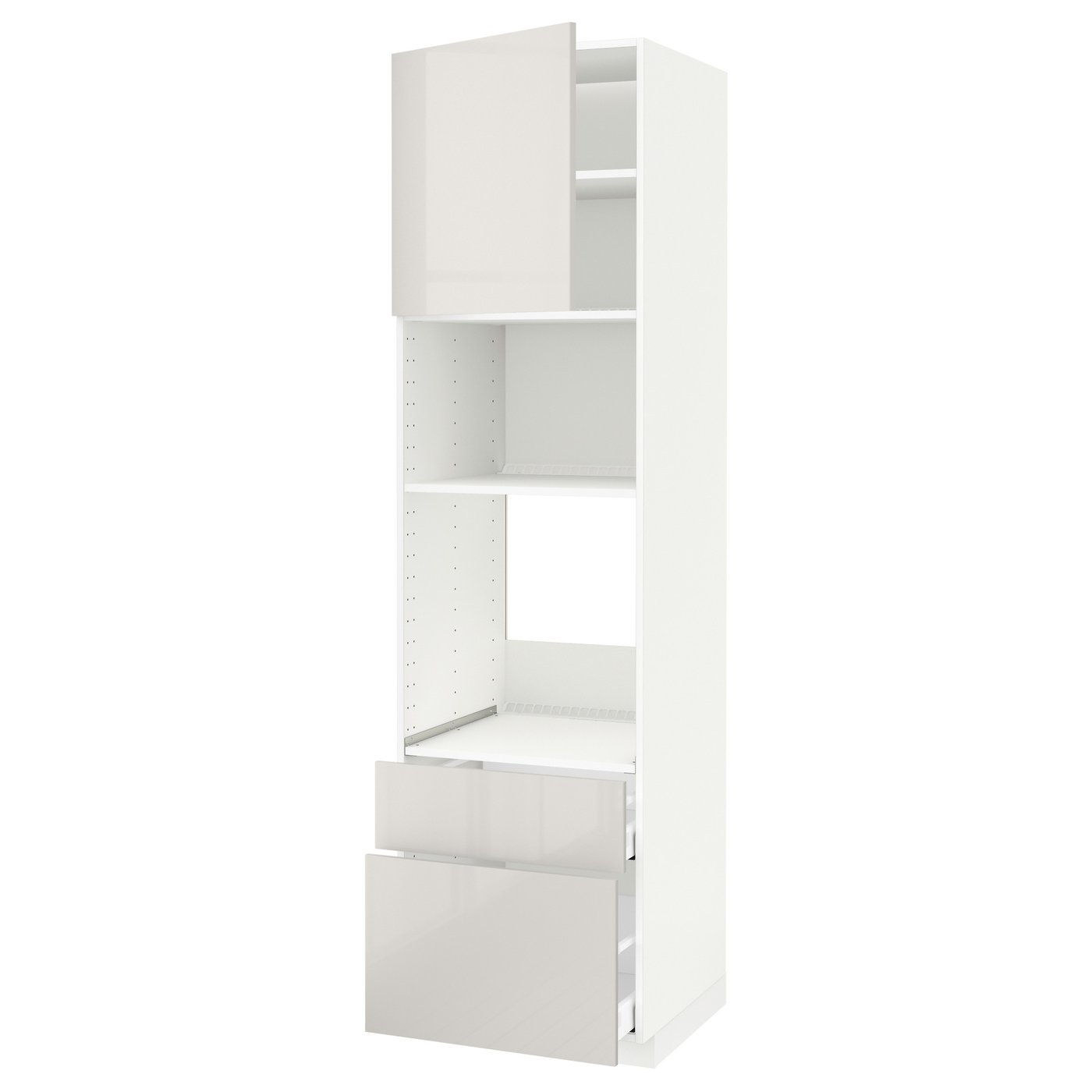 IKEA METOD High cabinet for built-in appliances 60x60x220 cm MAXIMERA white/RINGHULT light grey