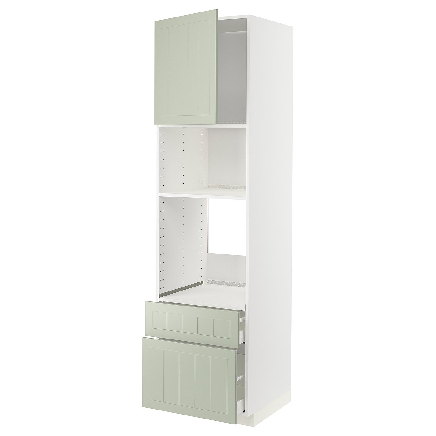 IKEA METOD High cabinet for built-in appliances 60x60x220 cm MAXIMERA white/STENSUND light green