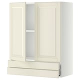 METOD / MAXIMERA Wall cabinet w 2 doors/2 drawers, white/Bodbyn off-white, 80x100 cm