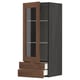 METOD / MAXIMERA Wall cabinet w glass door/2 drawers, black Enköping/brown walnut effect, 40x100 cm