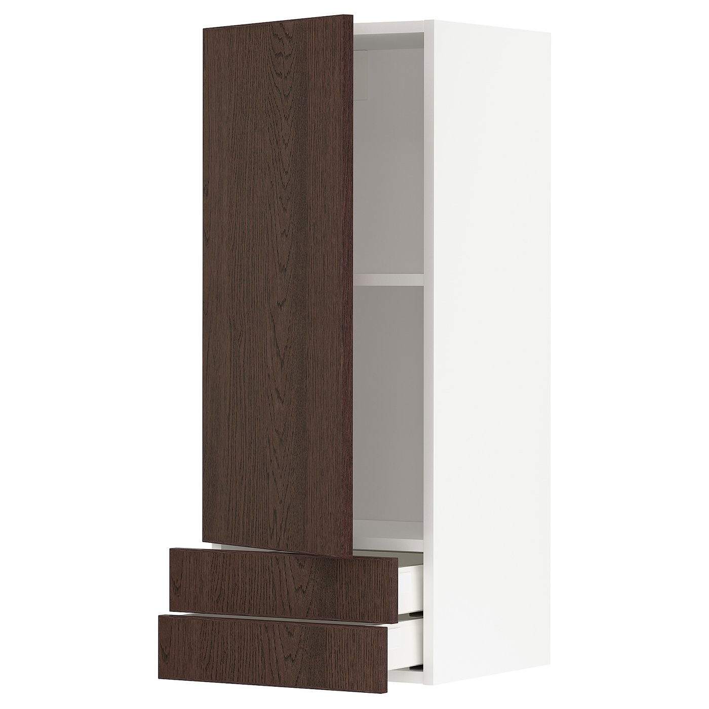 IKEA METOD Wall cabinet with door and 2 drawers 40x100 cm SINARP white/brown