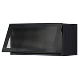 METOD Wall cab horiz gls door w push-open, black/Hejsta anthracite reeded glass, 80x40 cm