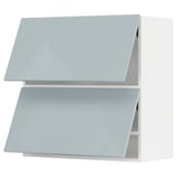 METOD Wall cab horizo 2 doors w push-open, white/Kallarp light grey-blue, 80x80 cm