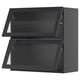 METOD Wall cab horizontal w 2 glass doors, black-grey/Hejsta anthracite reeded glass, 80x80 cm