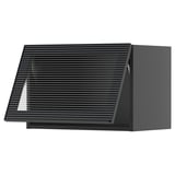 METOD Wall cab horizontal w glass door, black-grey/Hejsta anthracite reeded glass, 60x40 cm