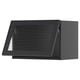 METOD Wall cab horizontal w glass door, black-grey/Hejsta anthracite reeded glass, 60x40 cm