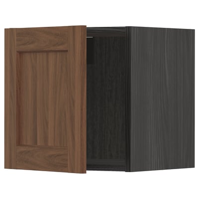 METOD Wall cabinet, black Enköping/brown walnut effect, 40x40 cm