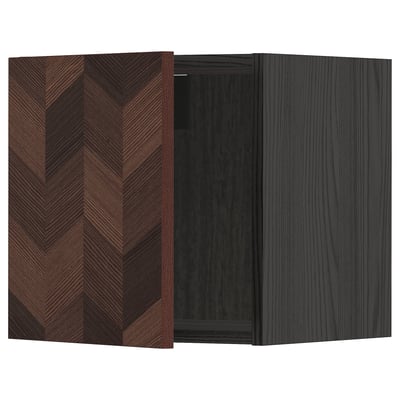 METOD Wall cabinet, black Hasslarp/brown patterned, 40x40 cm