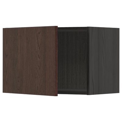 METOD Wall cabinet, black/Sinarp brown, 60x40 cm