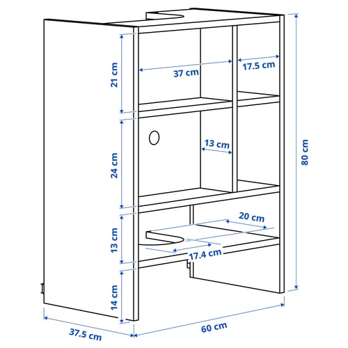 Illustration with measurements for the product: METOD.